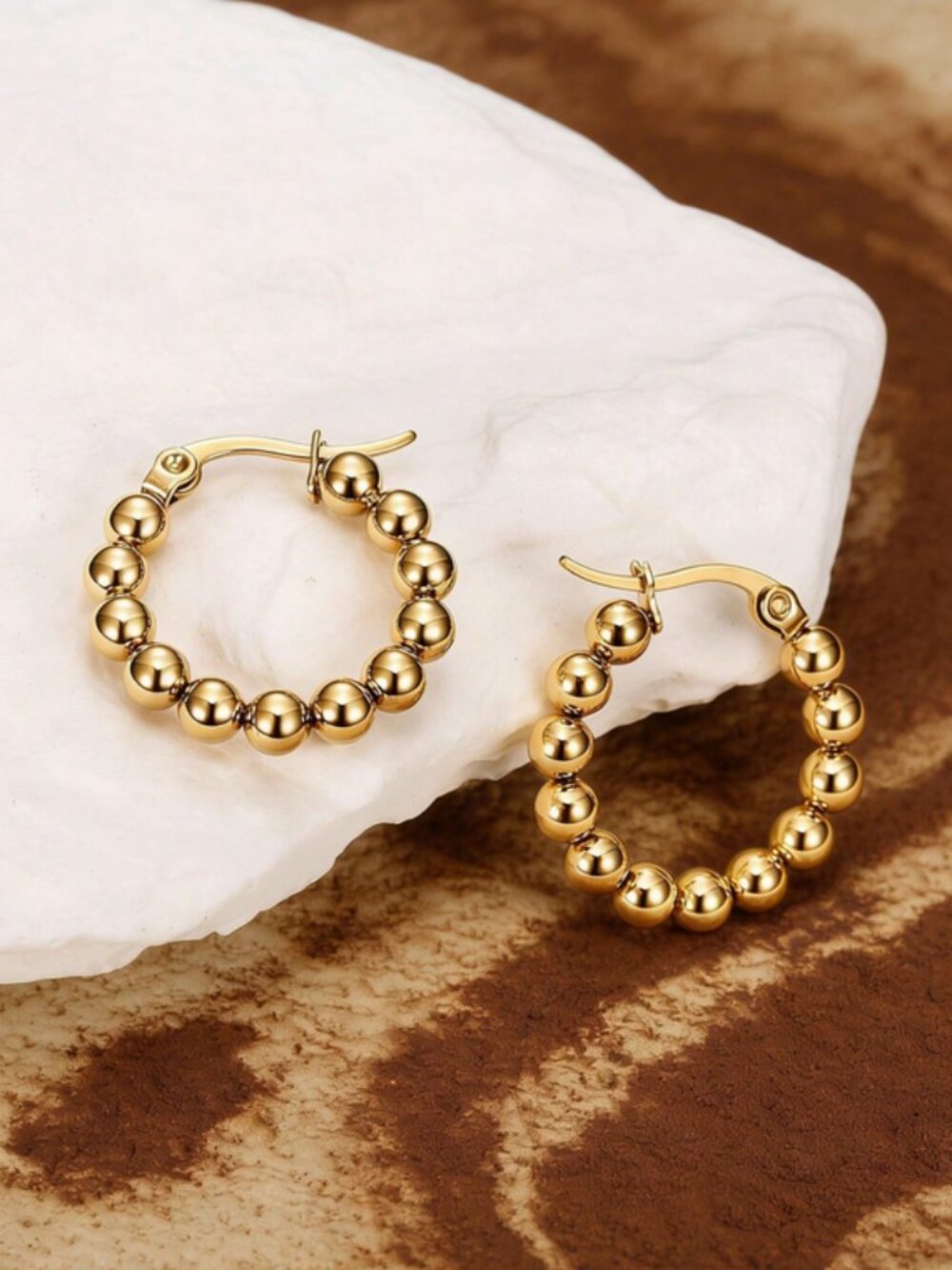 14K Gold Womens Small Beaded Hoop Earrings Ladies New 14 K Silver Hoops Jewelry